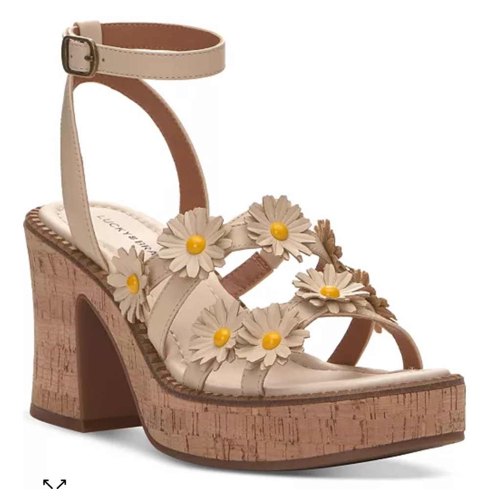🌼Lucky Brand Women's Tan Floral Daisy Sandals